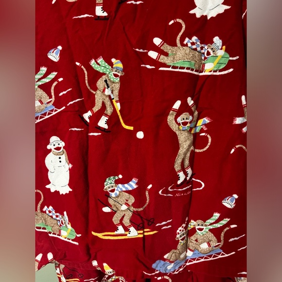 Nick & Nora Vintage Flannel Sock Monkey Winter Pajama Set Small - Picture 6 of 8